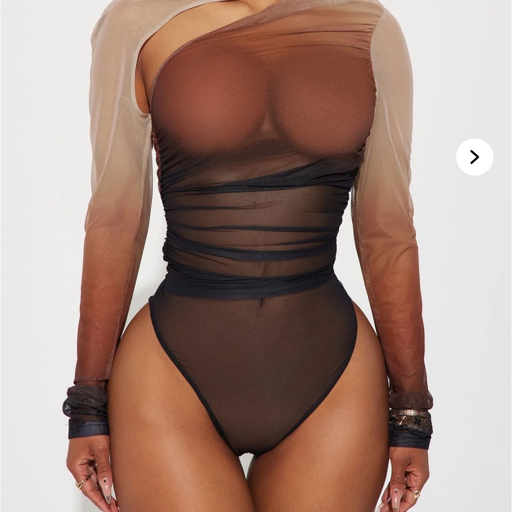 Sheer Brown and Black Women's Top Mesh Body Suit Fashion Nova